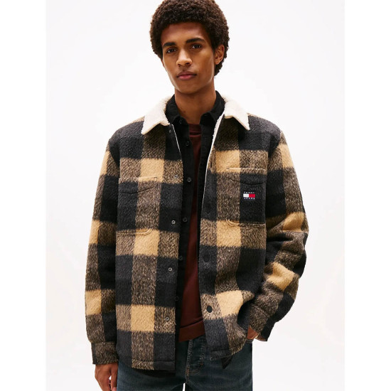 Tommy Hilfiger Ανδρικό jacket Oversized Fit Check Teddy Collar Overshirt